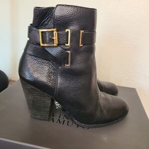 Vince Camuto Black Leather Ankle Boots